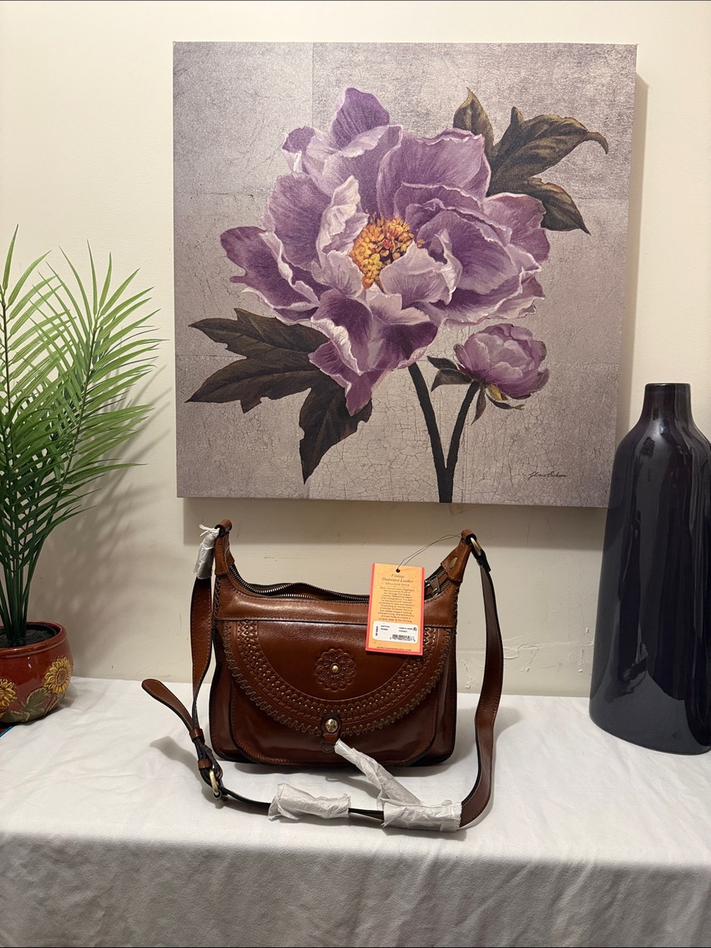 Embossed Leather Crossbody Bag in Brown Patricia Nash